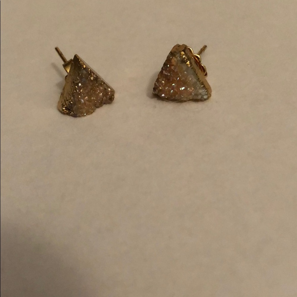 Champagne Druzy Triangle Earrings